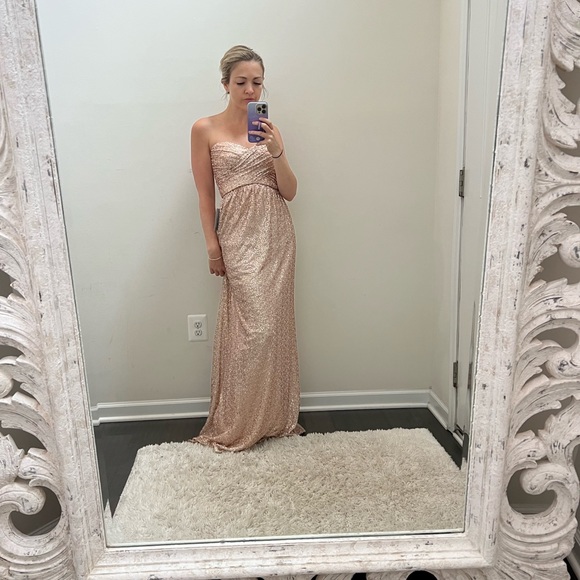 Amsale rose gold sweatheart strapless bridesmaids dress - Picture 1 of 12